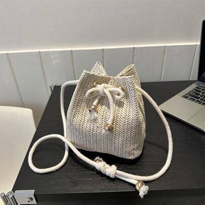 Shein Mini Solid Color Foldable Drawstring Crossbody Bag
