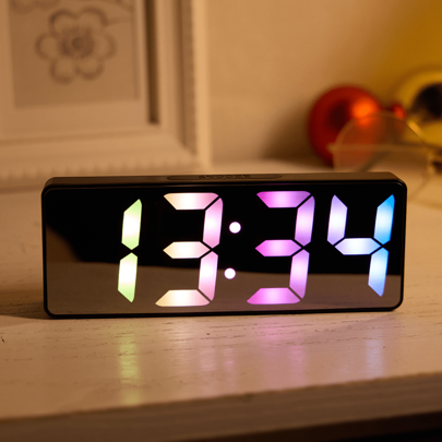 Light alarm clock Shein LED Mirror Light Electronic Alarm Clock