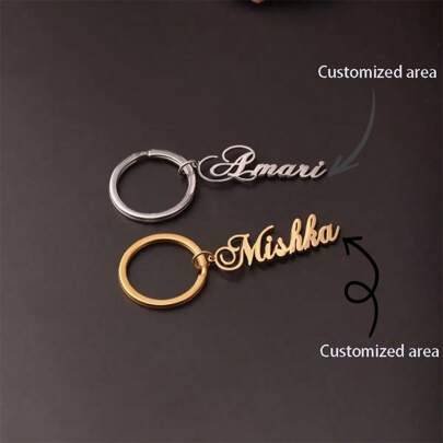 Shein Personalized Stainless Steel Name Keychain With Rectangular Pendant