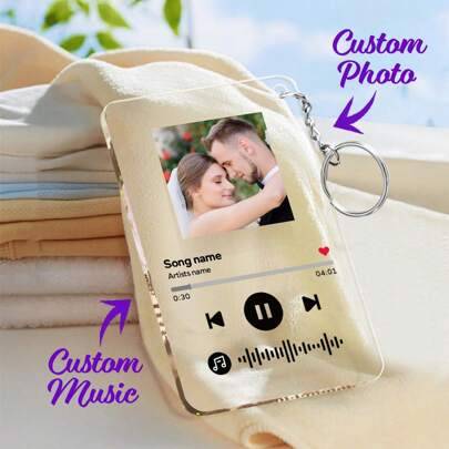 Shein Custom Music Song Code Keychain With Picture Personalized Photo Keychain