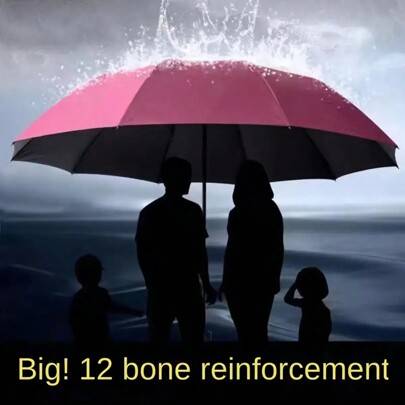 Large umbrella windproof Shein Extra Large 12-Rib Windproof Waterproof Folding Umbrella