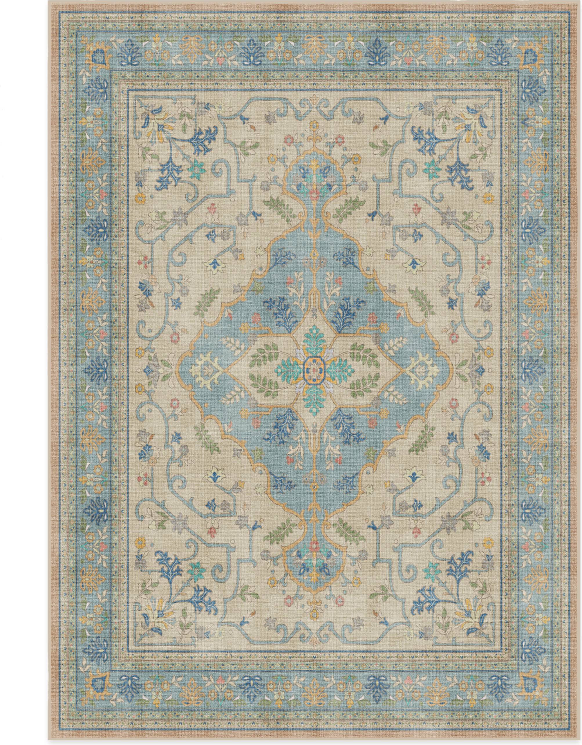 Ruggable 5 x 7 ft Chenille Ivory Rug Blue