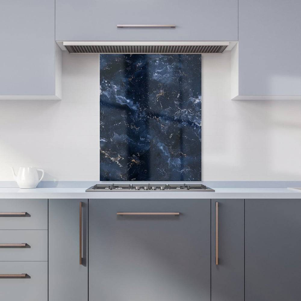 Warren Reed Navy Blue Quartz Effect Glass Kitchen Splashback 75 x 60 cm Splash Guard
