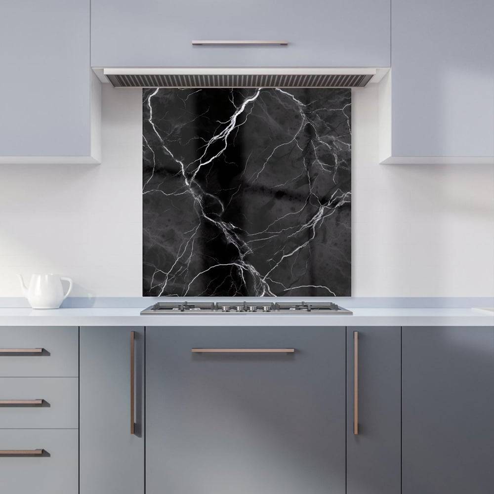 Warren Reed Black Marble Pattern Glass Kitchen Splashback 60 x 60 cm Splash Guard 60cm