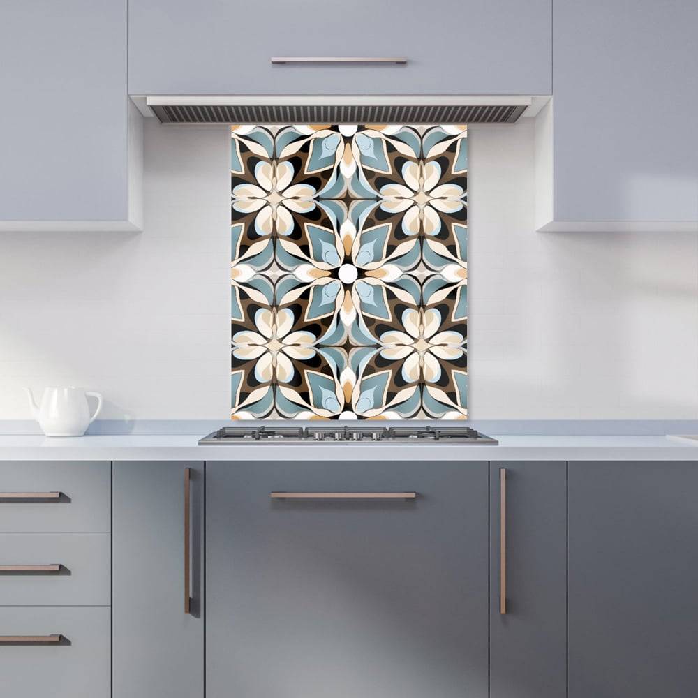 Warren Reed Beige Brown Abstract Pattern Glass Splashback 75 x 60 x 0.6 cm Splash Guard
