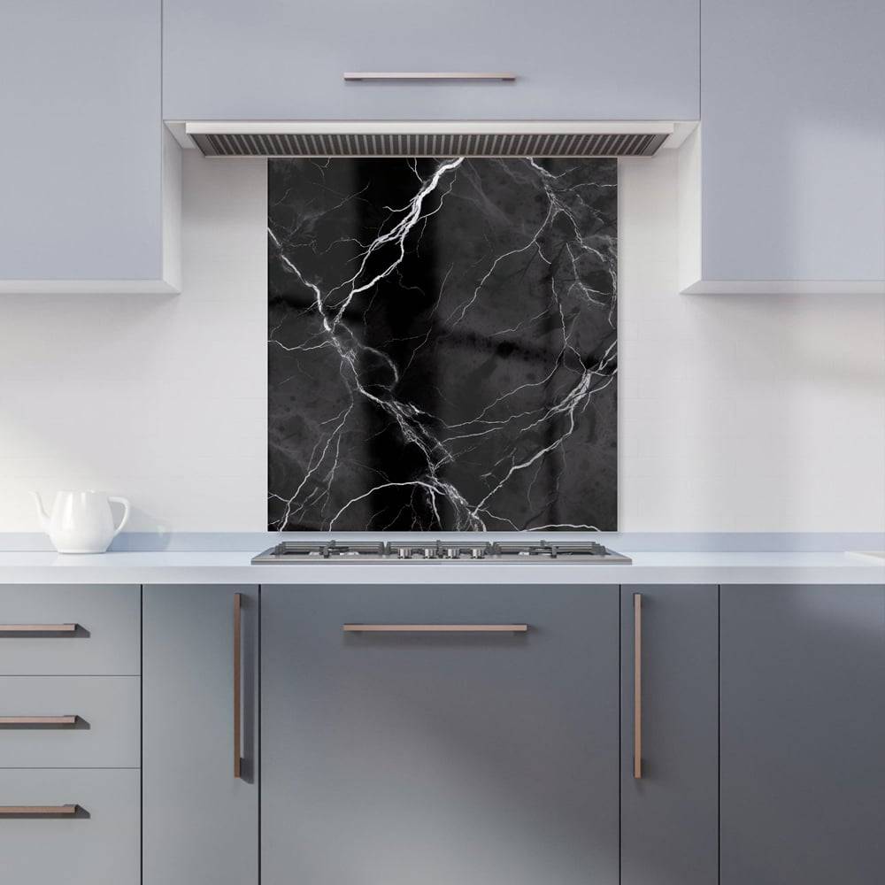 Warren Reed Black Marble Pattern Glass Kitchen Splashback 65 x 70 cm Splash Guard