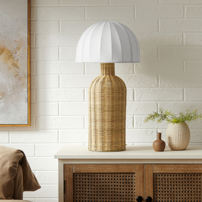 Rattan lamp shade modway Santo Rattan With Dome Shade 12.0 In L Table Lamp