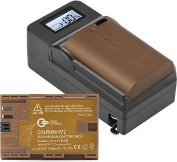 2 Pack LP-E6NH Battery Compact Charger Kit