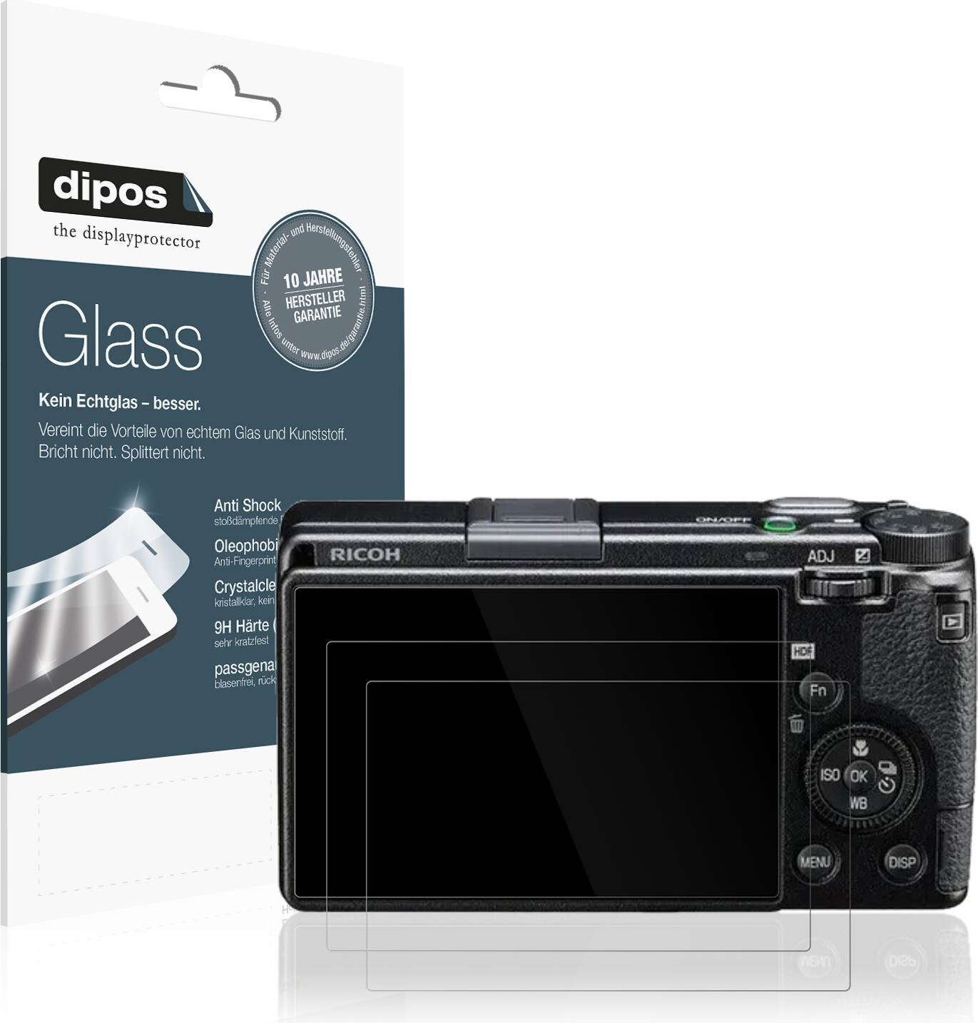 Dipos 2x Screen Protector Ricoh GR IIIX HDF Flexible Glass