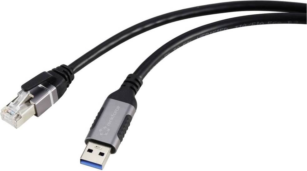 Renkforce USB-A RJ45 1.8 m Sort Grå