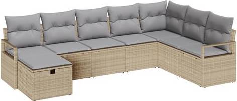 vidaXL 8-Delt Have Sofa Sæt Med Puder Beige Poly Rattan Modulsofa