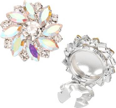 Uxcell Button Cover Rhinestone Flower Cuff Links - Silver