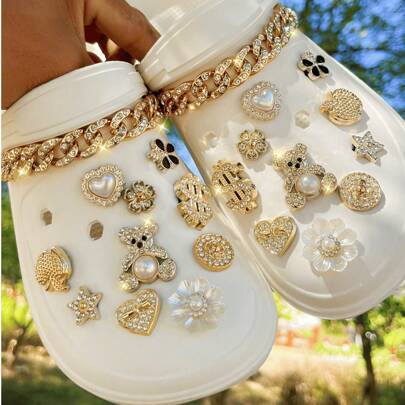 Shein 22Pcs DIY Rhinestone Gold Bear Chain Decor