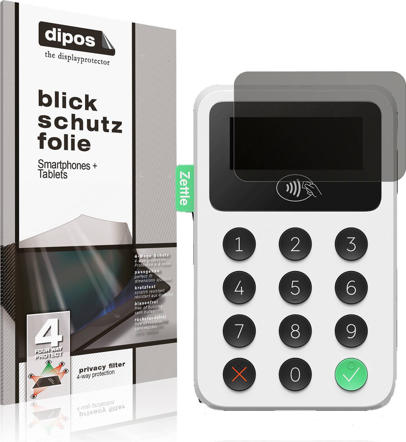 Dipos 4-Way Screen Protector For Zettle Reader