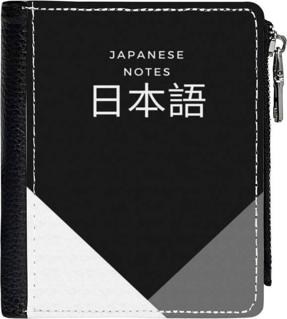 BearLad Language Notebook PU Wallet Bifold with Zipper - Grey