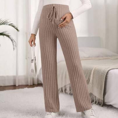 Shein Maternity Solid Color Ribbed Knit Pants