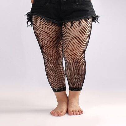 Shein Solid Plus Size Fishnet Tights