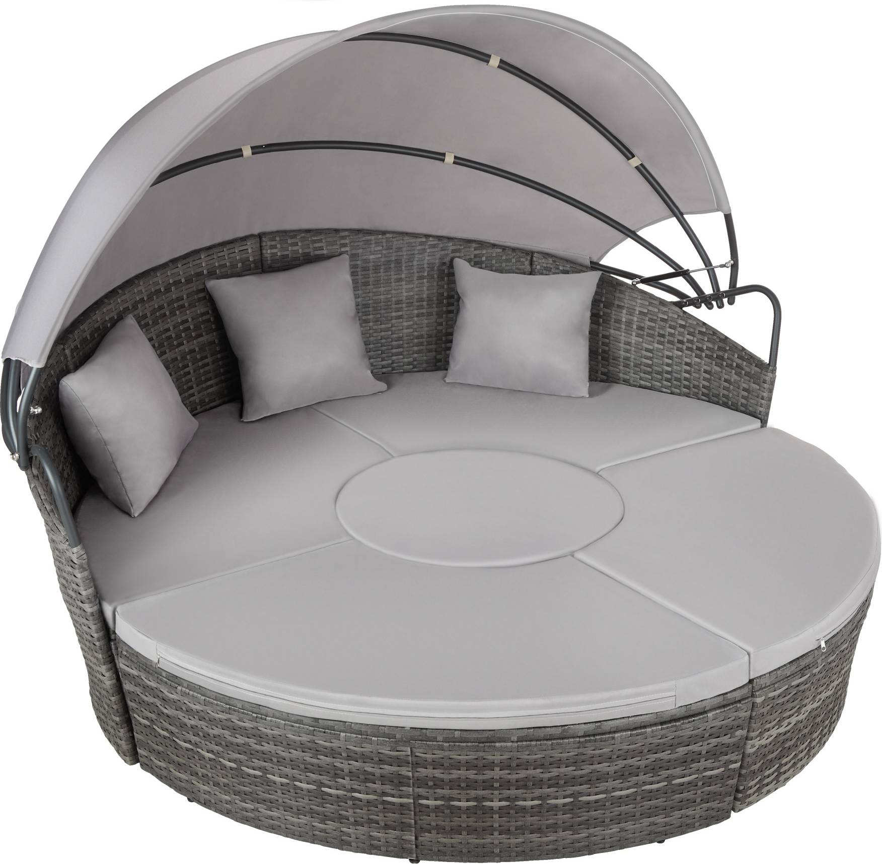 tectake Rund Daybed Polyrattan Grå