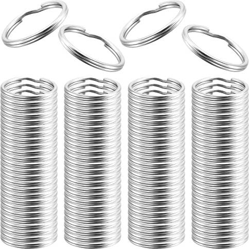 Bememo Small Key Ring 15 mm Round Metal Split Rings - Silver