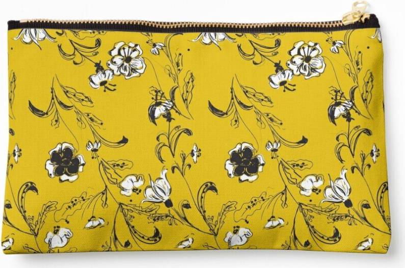 WHIBOS Yellow Floral Pattern Cosmetic Organizer