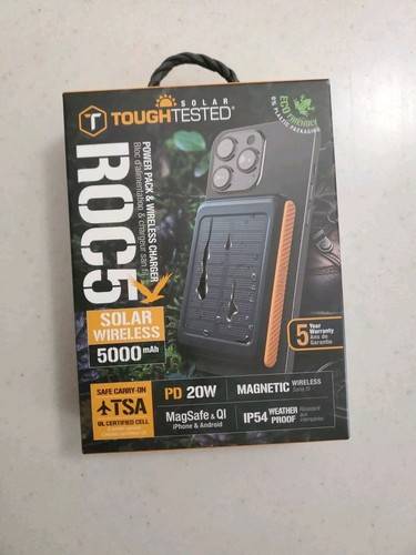 Solar power battery ToughTested ROC5 5000mAh Solar Magnetic Power Bank