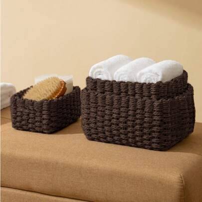 Shein Handwoven Paper Rope Basket Set Basket