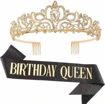 Shein Bling Rhinestone Gold Crystal Crown Kit