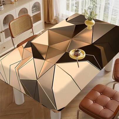 Shein Geometric Pattern Abstract Tablecloth Black