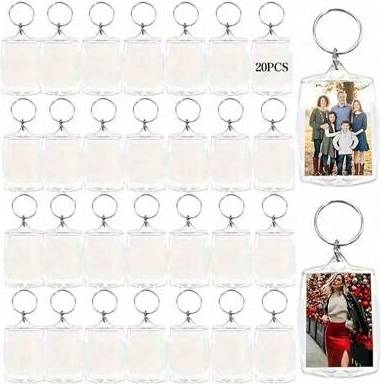 Shein Transparent Rectangular Acrylic Photo Keychain - Blank
