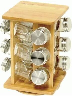 Golden Star Bamboo Rotating Spice Rack Holder