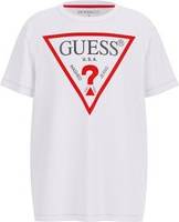 Guess Logo T Shirt Wht A000 - Rød/Sort/Hvid