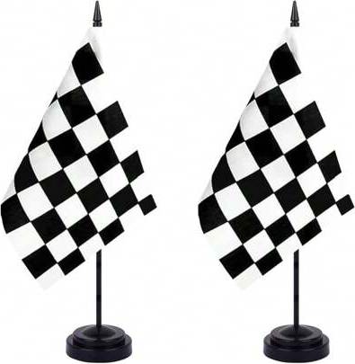 Shein 2 Pack Checkered Black White Racing Flag Set