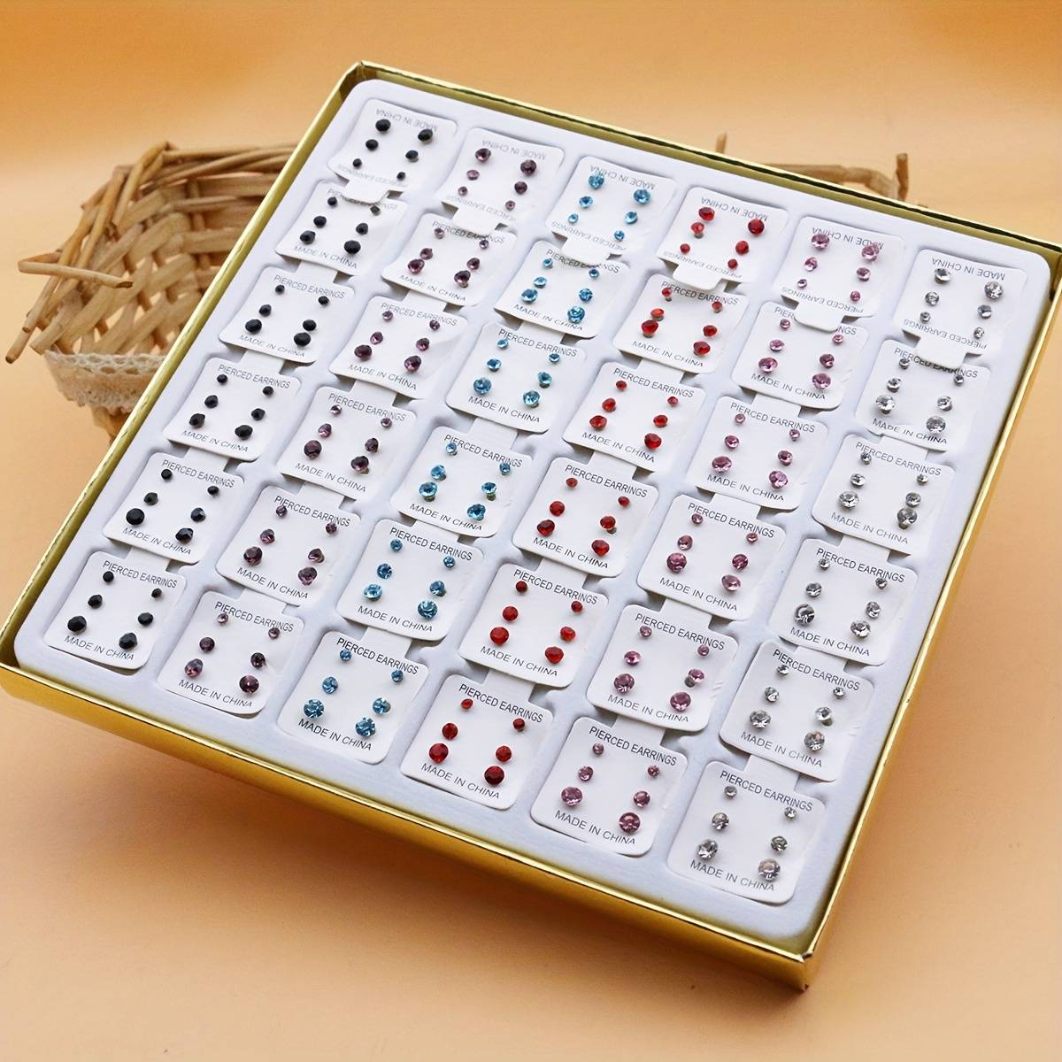 Temu Large Small Rhinestone Plastic Earring Sets