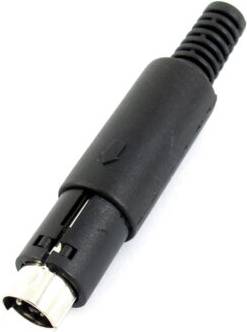 Black Mini DIN 7-Pin Male In-Line Audio Adapter