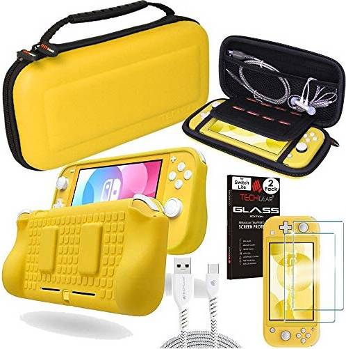 TechGear Yellow Switch Lite Bundle Case Screen Protector