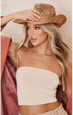 Natural Raffia Cowboy Hat - Natural