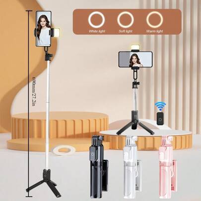 LED 3-Color Portable Mini Bluetooth Selfie Stick