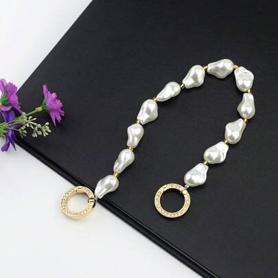 Shein Handmade Unique Shaped Pearl Rhinestone Circle Chain Strap