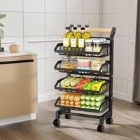 Living and Home 4-Tier Kitchen Cart Storage Rack Trolley Table