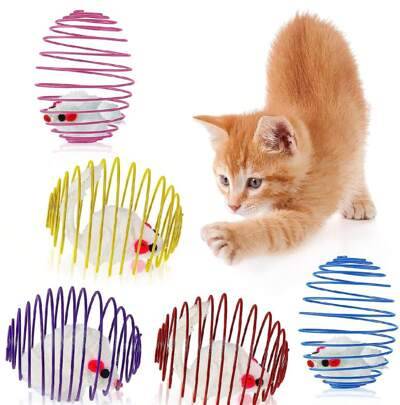 Shein 5pcs Random Color Cat Toy Spring Design