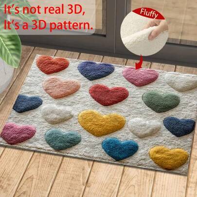 Shein Heart Pattern Microfiber Bath Rug