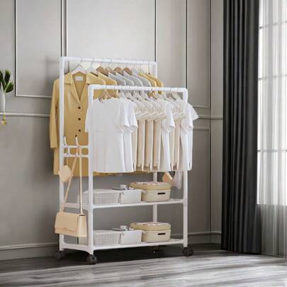 Shein Multifunctional Iron Double Rod Coat Hat Storage Clothes Rack