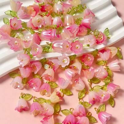 Shein Fashionable Pink Gradient Flower Beads Set