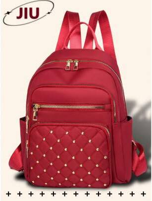 Shein Anti-Theft Rivet Nylon Backpack Large Capacity