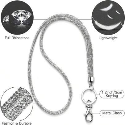 Shein Rhinestone Neck Lanyard For ID Card And Key - W