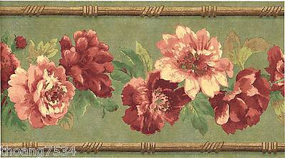 Red Roses Floral Flower Vinyl Wall Paper Border 9 Inches