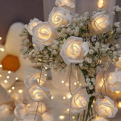 Shein 1 2 Set LED Rose Flower Lights String Light