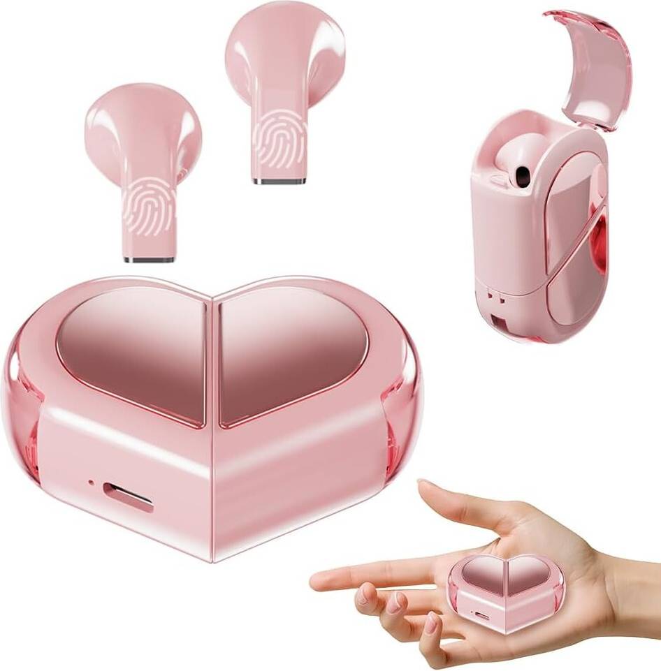 Pink Mini Invisible Heart Earbuds