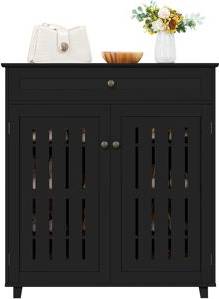Yaheetech 18 Pair Storage Black Shoe Rack