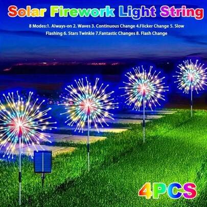 Shein 4pcs 320LED 240 LED Solar Fireworks Lights Set String Light